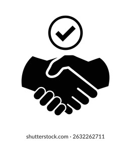 Hand shake icon vector, Business deal shake hand icon, Hand shake icon silhouette vector, Handshake icon. Vector illustration