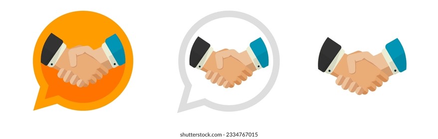 Hand shake icon vector graphic, partnership handshake logo, partner deal loyalty unity sign, trust respect relationship symbol flat cartoon illustration, professional business cooperation image