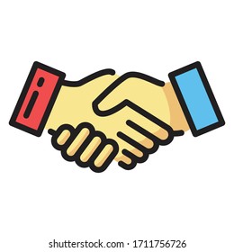 hand shake icon vector Illustration design template with cartoon style