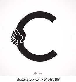 Hand Shake Incorporated in Letter C Concept.