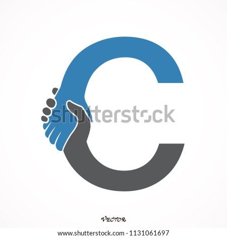 Hand Shake Incorporated in Letter C Concept.