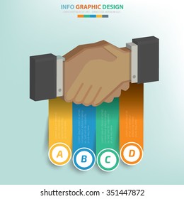 Hand shake info graphic design,label for text,vector