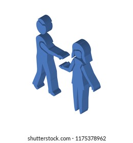 hand shake isometric left top view 3D icon