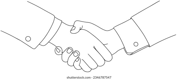 Hand shake line art vector illustration