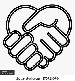 Icono de la línea de movimiento manual. Pixel perfecto icono vector totalmente editable adecuado para sitios web, infografía y medios de impresión. Icono de símbolo del corazón del apretón de manos. Ilustración vectorial