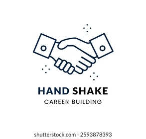 Hand Shake line Icon Set . Business, connection, communication, partnership . Vector Illustration
