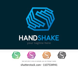 Hand Shake Logo Symbol Template Design Vector, Emblem, Design Concept, Creative Symbol, Icon