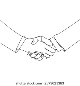  Hand shake one continuous line art for business concept isolated white background