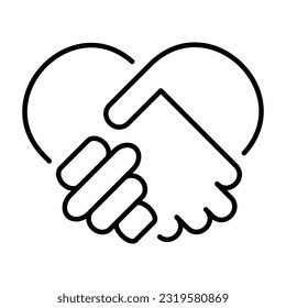 Hand Shake Outline Icon Button Logo Community Design