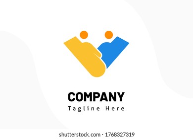 hand shake people Illustration Logo Template Team abstract use for print, website, and marketing kit