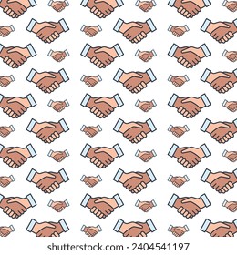 Hand shake repeating smart trendy seamless pattern colorful background