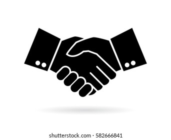 Hand shake silhouette vector icon isolated on white background. Handshake business pictogram.