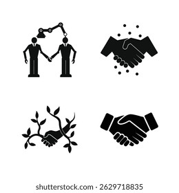 Hand Shake Silhouette Vektorgrafiken Set- (1)