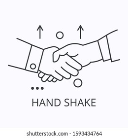 Hand shake thin line icon. Cooperation concept. Vector outline illustration