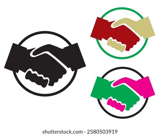 Hand Shake Vector Illustrations line art