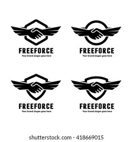Hand Shake and Wing Logo