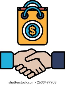 Una mano sacudiendo una bolsa con un signo de dólar. El signo del dólar está rodeado por un círculo