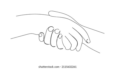 Hand shaking hands continuous line drawing vector. Vector illustration