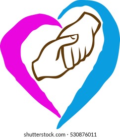 hand shaking with love logo