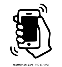 Hand shaking phone icon. Template isolated on white background. 2D simple flat style graphic design. Can be used for any purposes. Vector EPS10