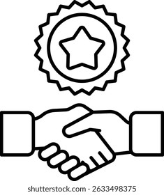 Una mano que sacude una estrella con una estrella de oro. Concepto de una sociedad o Acuerdo exitoso