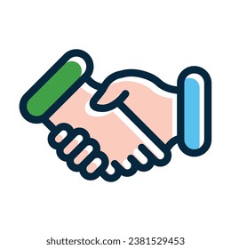 Hand Shaking Vector Thick Line Filled Dark Colors Icons For Personal And Commercial Use.
