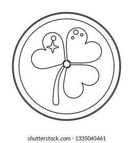 hand with shamrock coins in black and white
