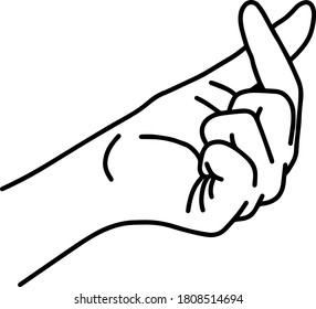 Hand shape that makes the symbol of a mini heart.