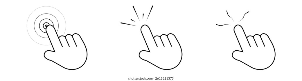 Hand shaped cursor set. Vector illustration.