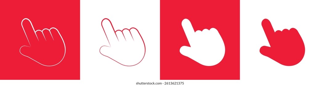 Hand shaped cursor set. Vector illustration.