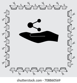 Hand and share sign vector icon