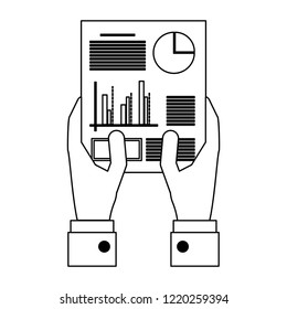 Hand with sheet graph black and white
