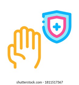 Hand Shield With Cross Icon Vector. Outline Hand Shield With Cross Sign. Isolated Contour Symbol Illustration