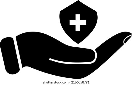 Hand und Schild Symbol flach Logo Vorlage.eps

