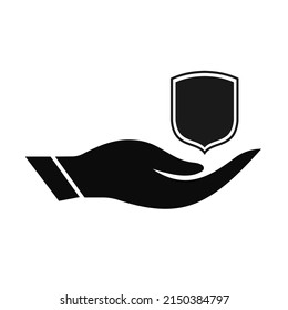Handschild Logo-Design. Schild Logo mit Hand Konzept Vektor. Design des Hands-Schild-Logos