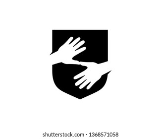 Hand and Shield Logo Template, Icon, Symbol - Vector