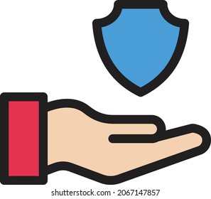 icono de línea de color del vector de protección de mano