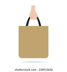 Hand with shopping bag.  Flat design.Vector EPS 10