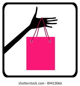 Hand With Shopping Bag Icon