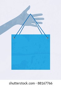 Hand with shopping bag. Vector