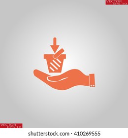 hand, shopping basket icon