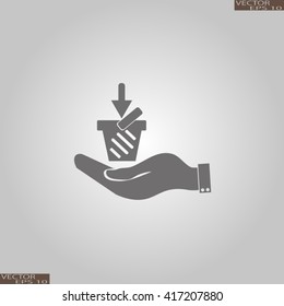 hand, shopping basket icon