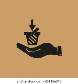 hand, shopping basket icon