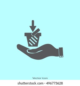 hand, shopping basket icon