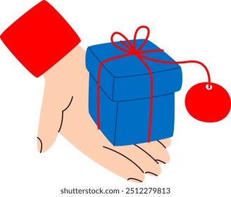 Mano con caja de compras Ilustración vectorial