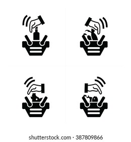 hand and Shopping cart Icon Set