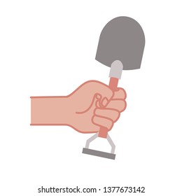 hand with shovel tool isolated icon