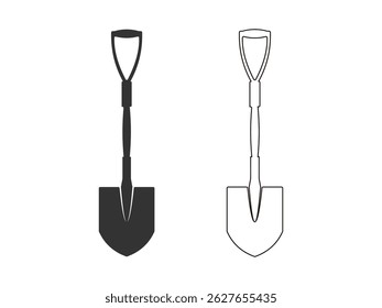 hand shovel tool silhouette symbol icon design vector isolated on transparent background
