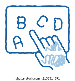 Hand Show Letter sketch icon vector. Hand drawn blue doodle line art Hand Show Letter sign. isolated symbol illustration