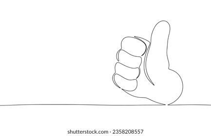 La mano muestra como un banner continuo de una línea. Banner de línea de arte como concepto. Ilustración del vector de contorno.